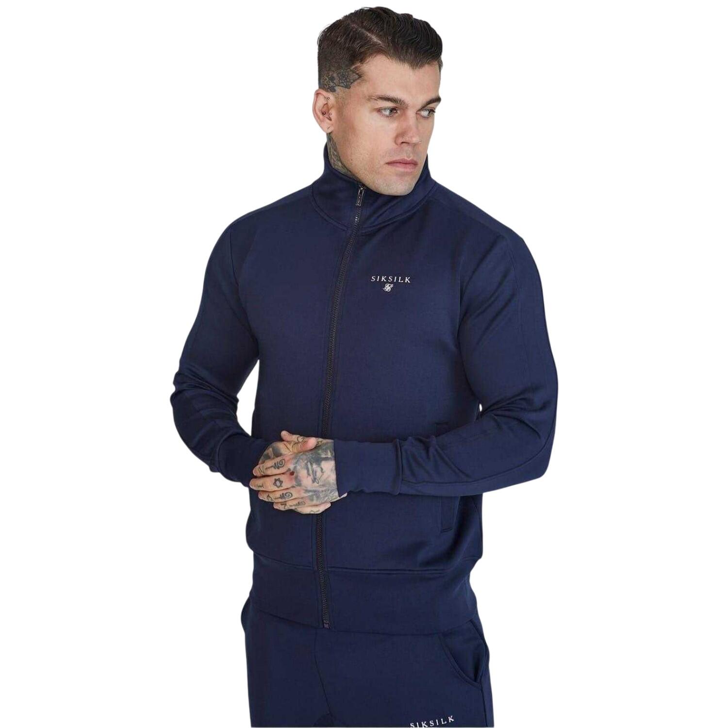 SikSilk Mens Logo Funnel Neck Slim Track Top