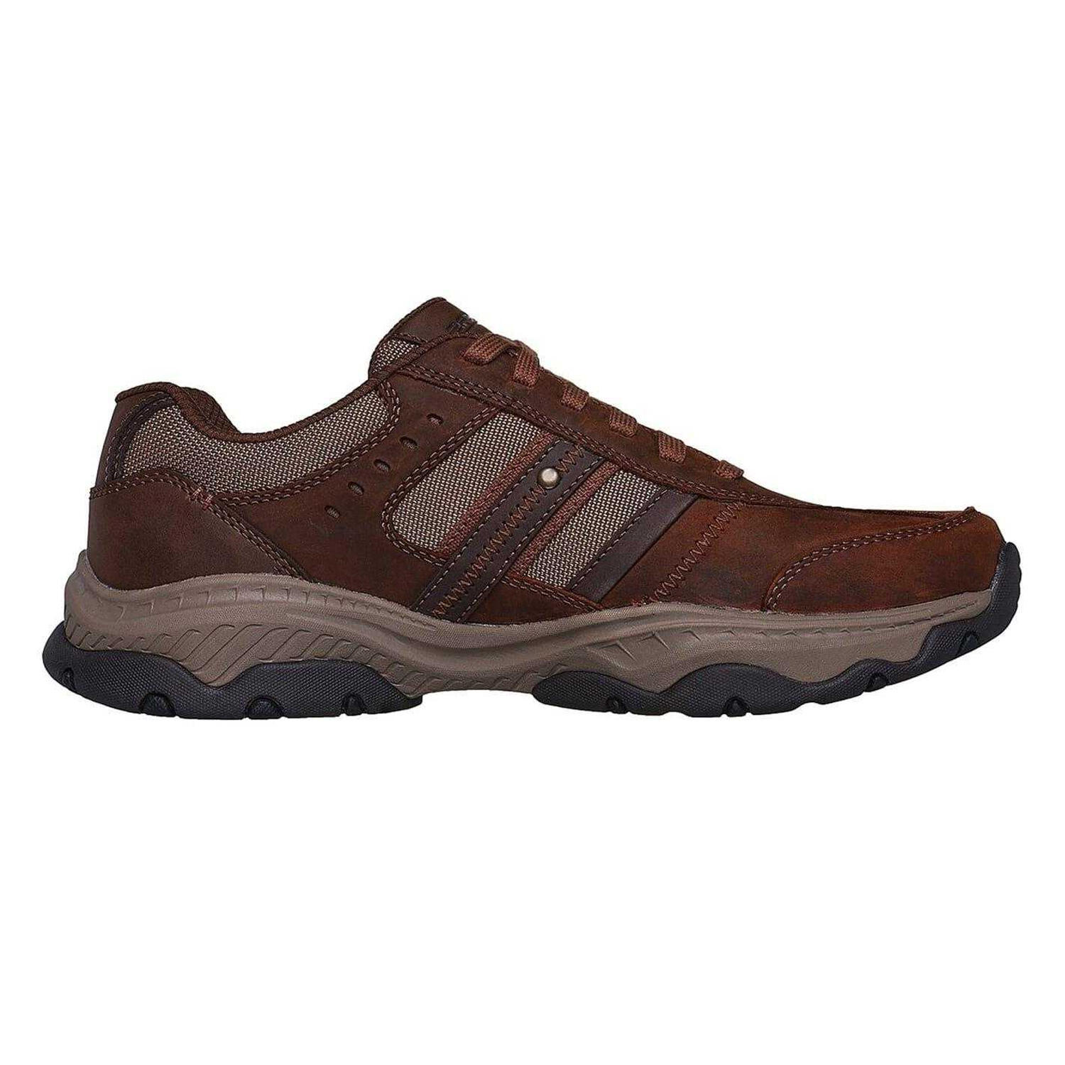Skechers Mens Leather Round Toe Flat Walking Shoes