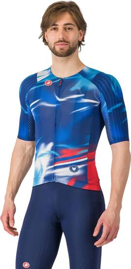 Maillot Manches Courtes Homme Castelli Wolfpack Rave 8S Bleu/Rouge