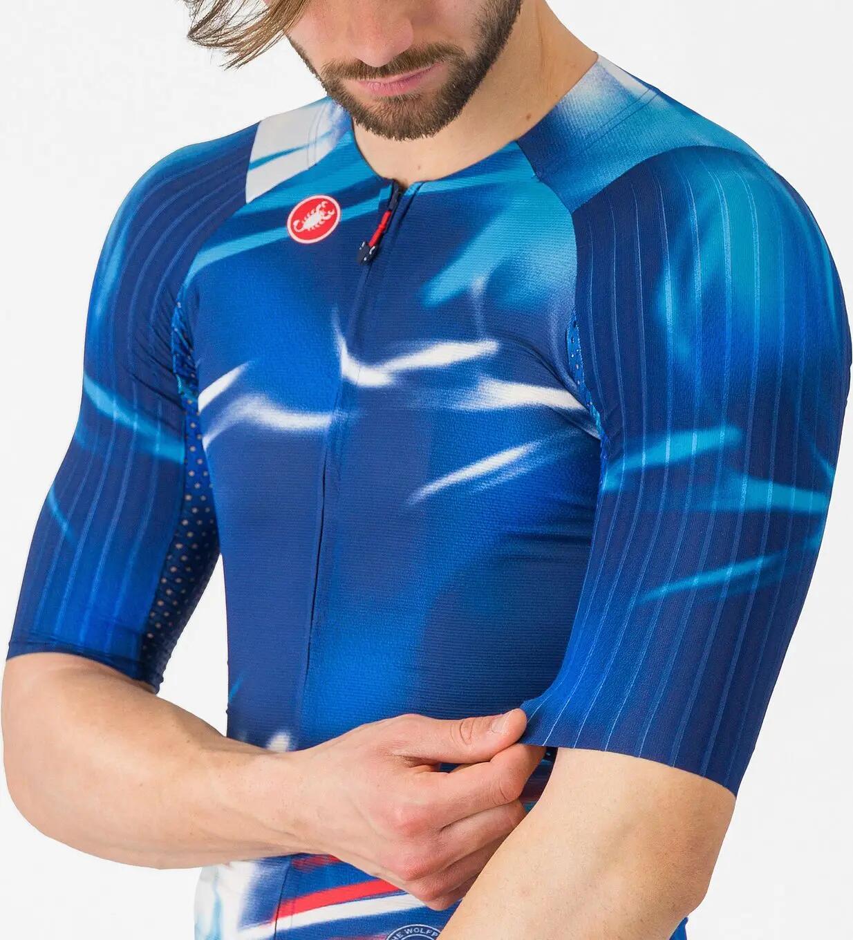 Maillot Manches Courtes Homme Castelli Wolfpack Rave 8S Bleu/Rouge 3/6