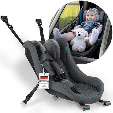 Remorque vélo Qeridoo avec siège bébé (gris foncé)