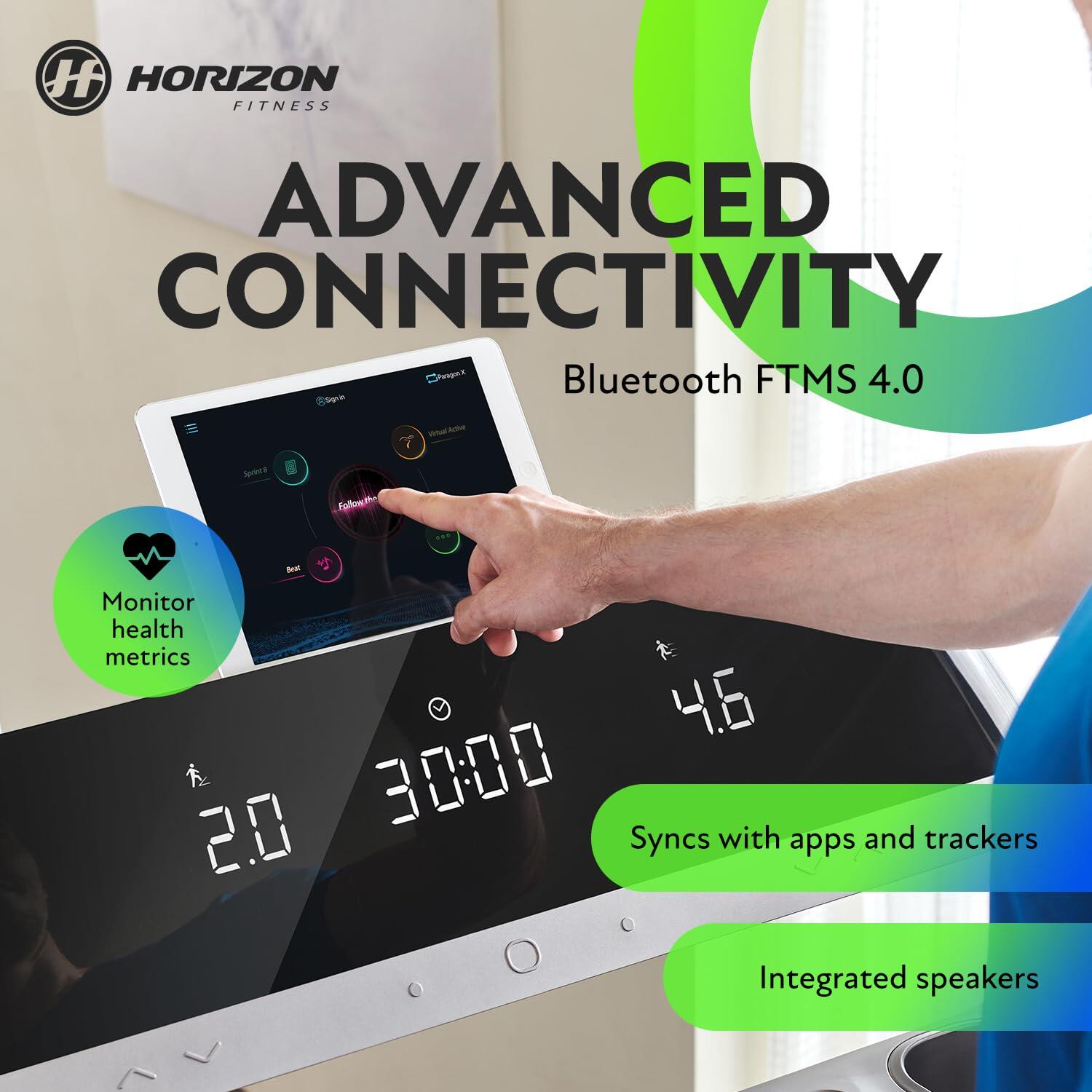 Horizon Paragon X – Tapis de course pliable 3 CV, inclinaison 15 %, écran 10″ 3/6
