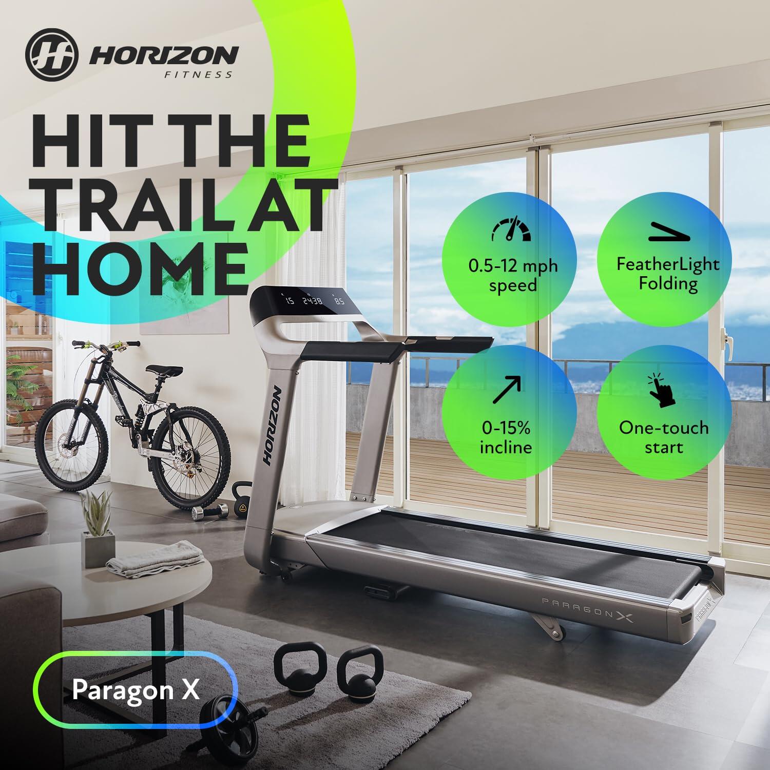 Horizon Paragon X – Tapis de course pliable 3 CV, inclinaison 15 %, écran 10″ 2/6