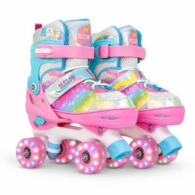 Pattini 4 rotelle quad BLOSSOM Turchese – Taglia regolabile (28–31) ABEC7