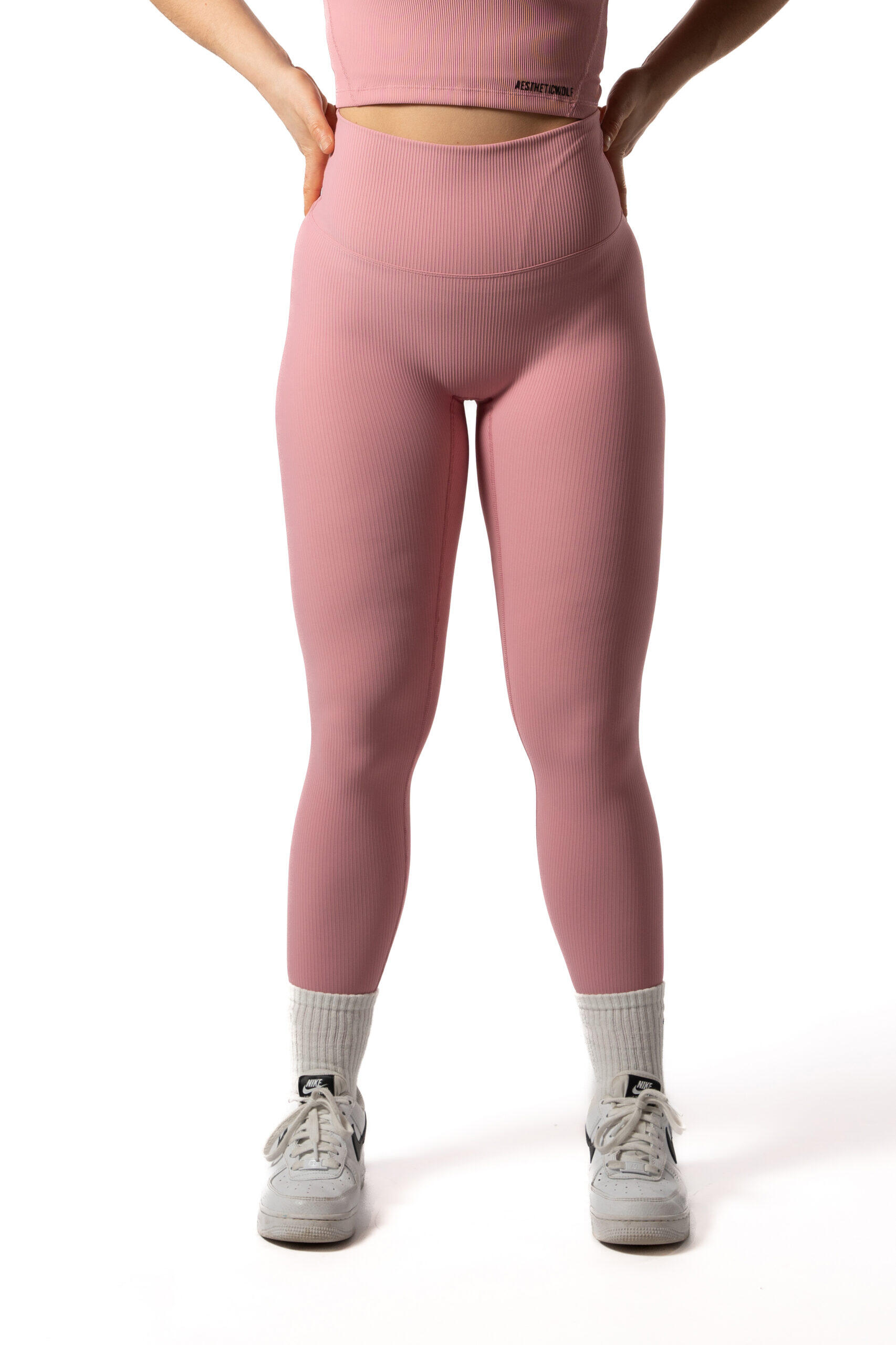 Legging Fitness Côtelé Scrunch Sans Coutures Rose 2/4