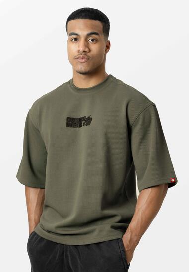 Idaho Oversized Waffle T-Shirt - Legergroen