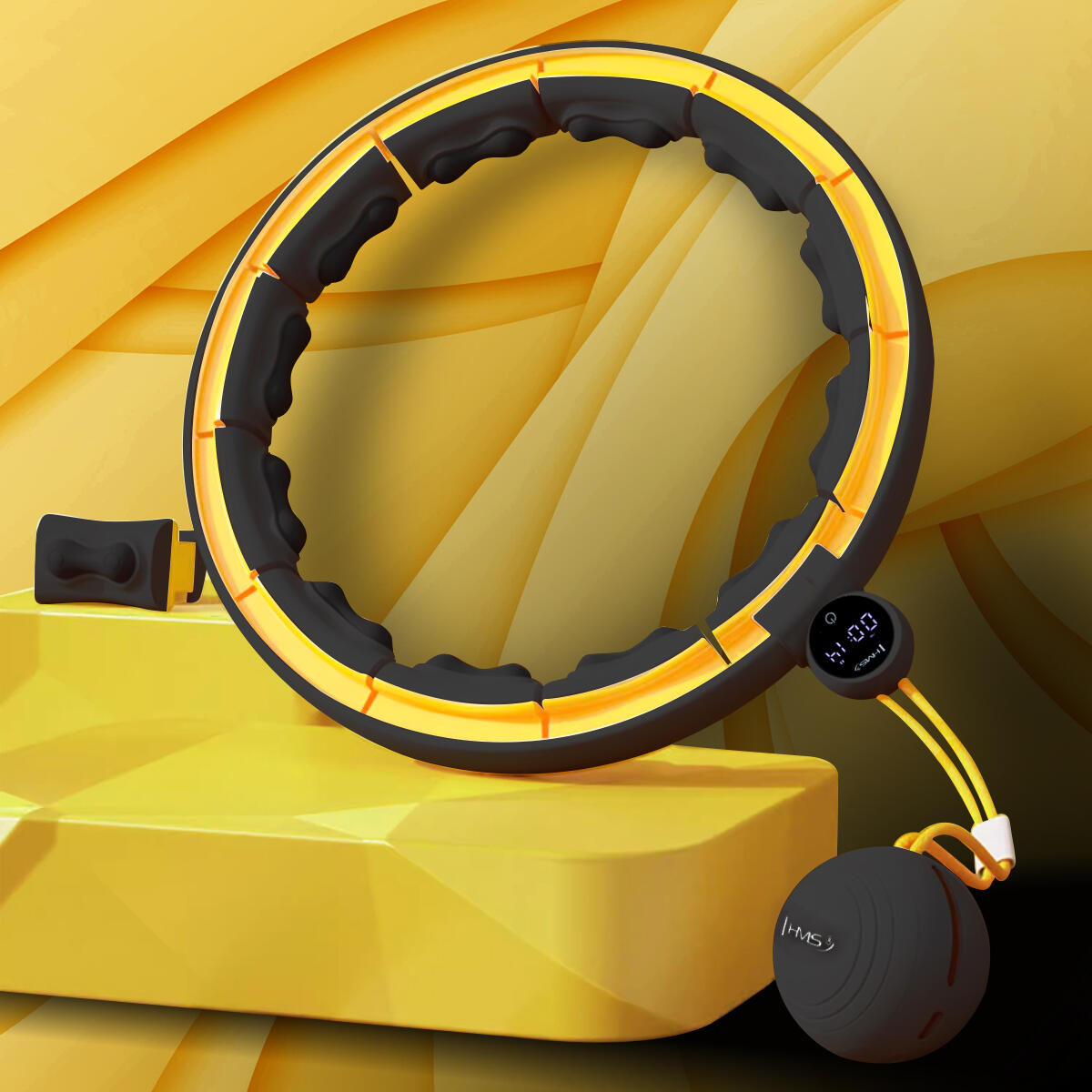 One Fitness Hula Hoop - Czarny/Żółty 7/7