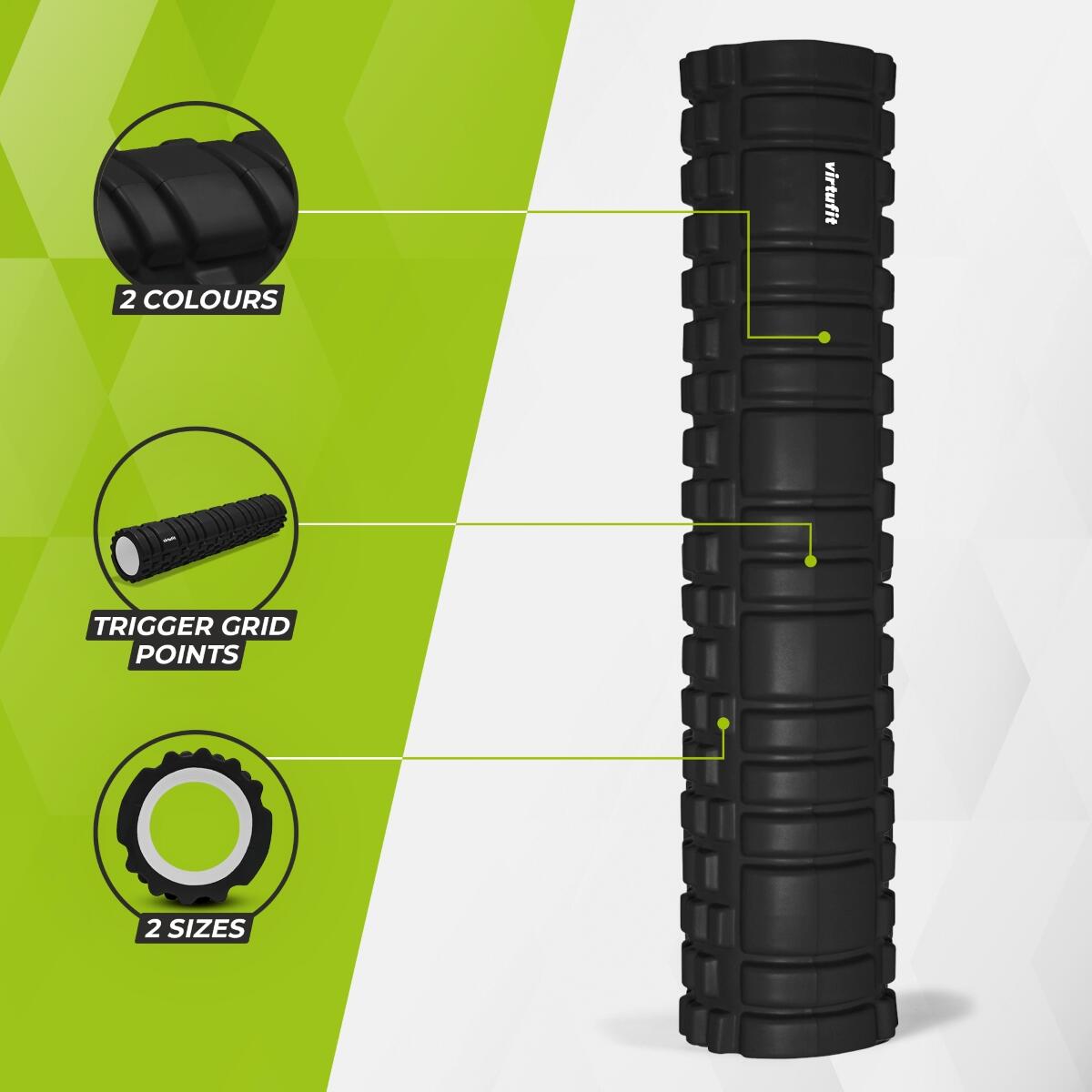 Foam Roller - Grid Foam Roller massage roller - 62 cm - Zwart 3/7