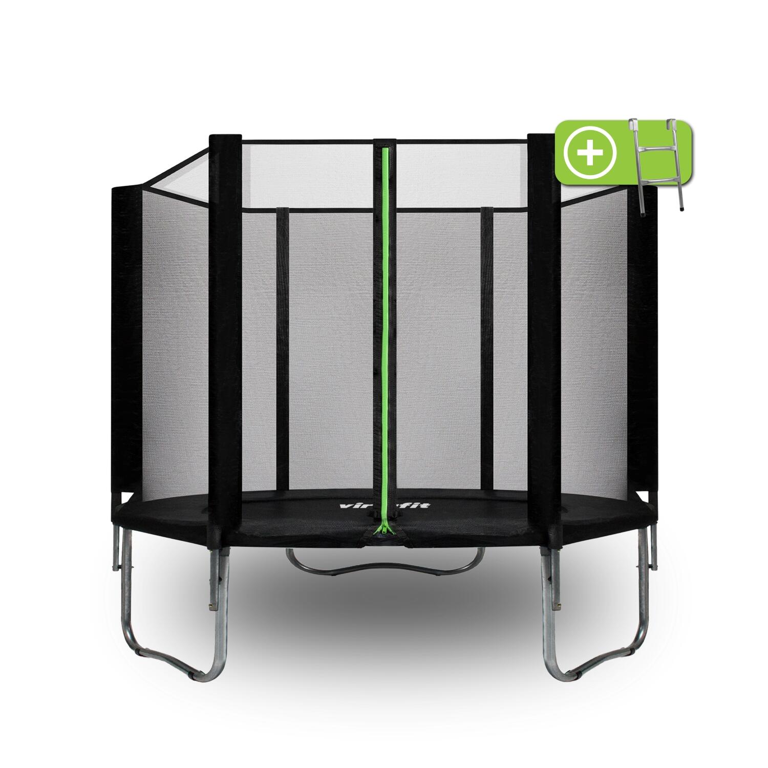 Trambulina Copii de exterior VirtuFit cu plasa de siguranta - negru - 251 cm