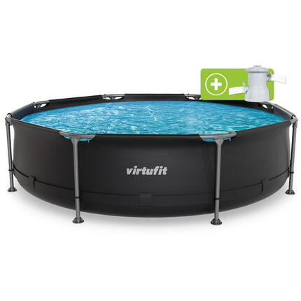 Piscine - Ronde - Ø305 x 76 cm - Anthracite - Inclus Pompe de Filtration