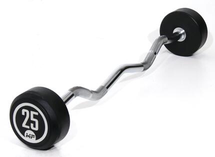 Barre Curl Fixe en Caoutchouc - 25 kg