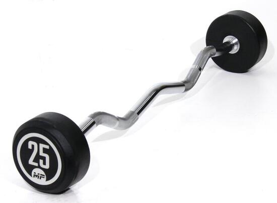 Barre Curl Fixe en Caoutchouc - 25 kg