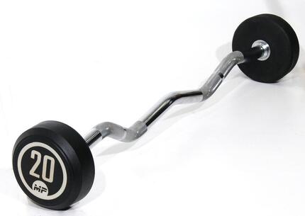 Barre Curl Fixe en Caoutchouc - 20 kg