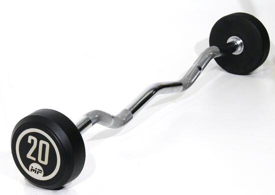 Barre Curl Fixe en Caoutchouc - 20 kg