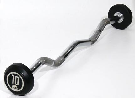 Barre Curl Fixe en Caoutchouc - 10 kg