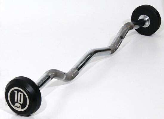 Barre Curl Fixe en Caoutchouc - 10 kg