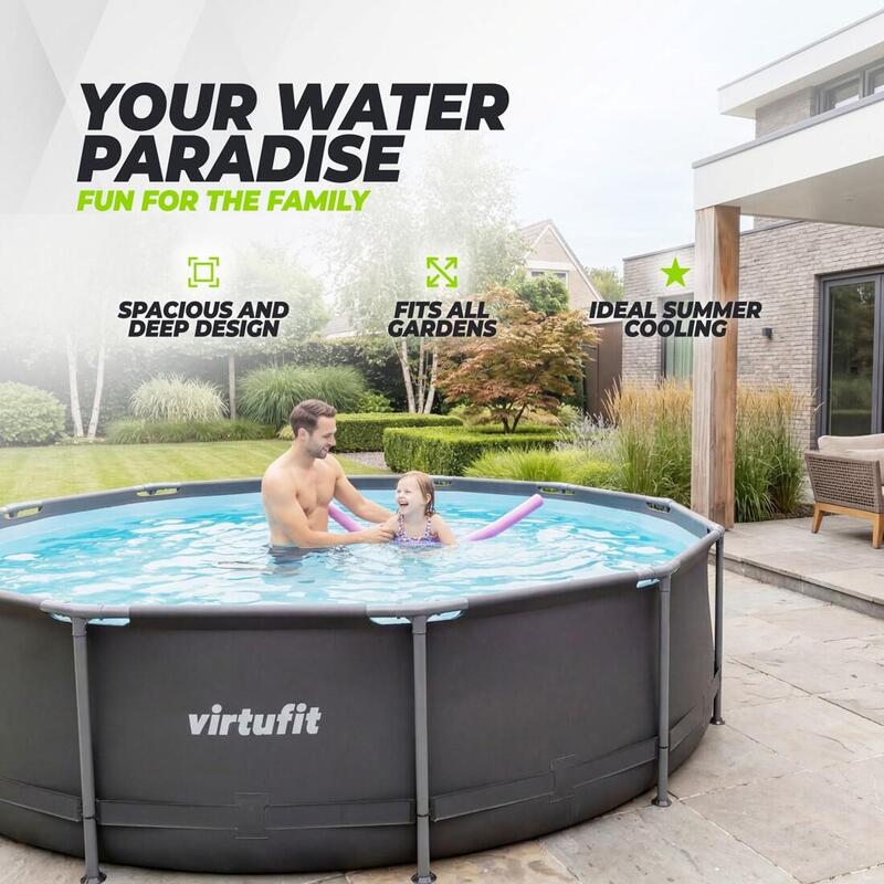 Piscina VirtuFit rotunda  244 cm diametru cu sistem filtrare inclus si cadru met