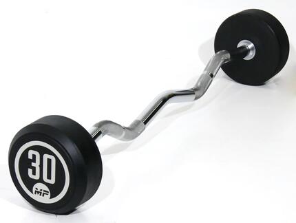 Barre Curl Fixe en Caoutchouc - 30 kg