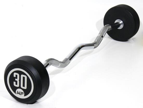 Barre Curl Fixe en Caoutchouc - 30 kg