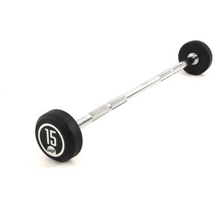 Barre d'haltère fixe en caoutchouc - 15 kg