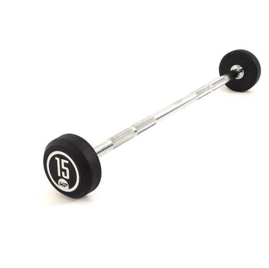 Barre d'haltère fixe en caoutchouc - 15 kg