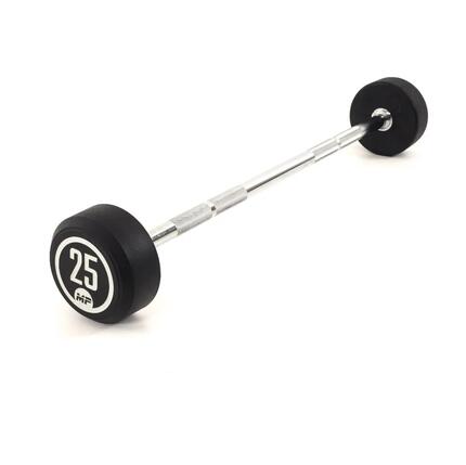 Barre d'haltère fixe en caoutchouc - 25 kg