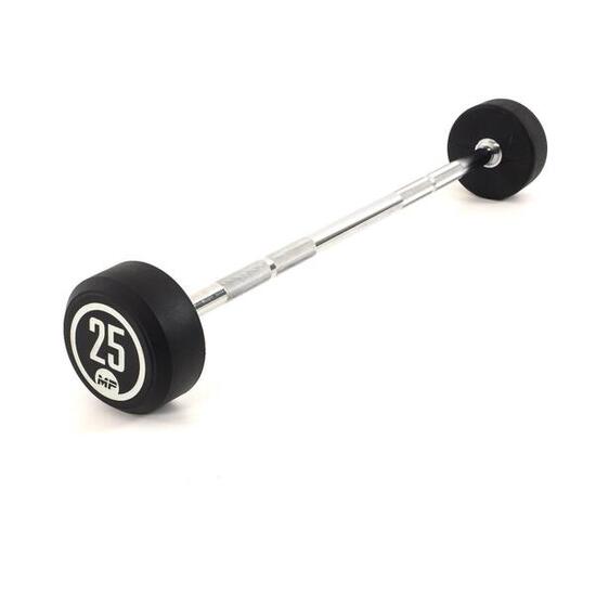 Barre d'haltère fixe en caoutchouc - 25 kg
