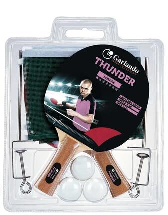 Thunder Plus Tischtennis Set - 2 Schläger und 3 Pingpongbälle - Netz und Pfosten