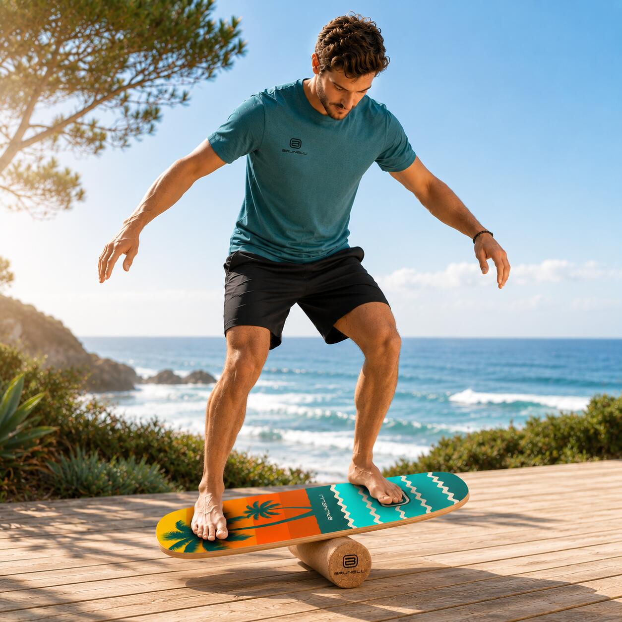 Set Balance Board Surfer avec rouleau en liège & demi-sphère – complet 8/10