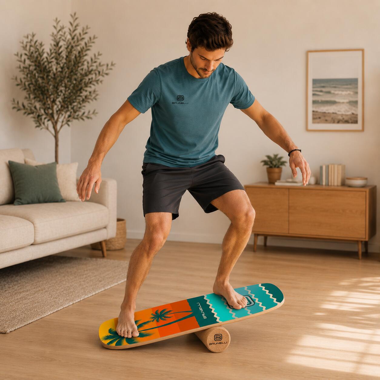Peanut 86cm Balance Board Set Holz mit Korkrolle – Gleichgewicht & Koordination 6/8