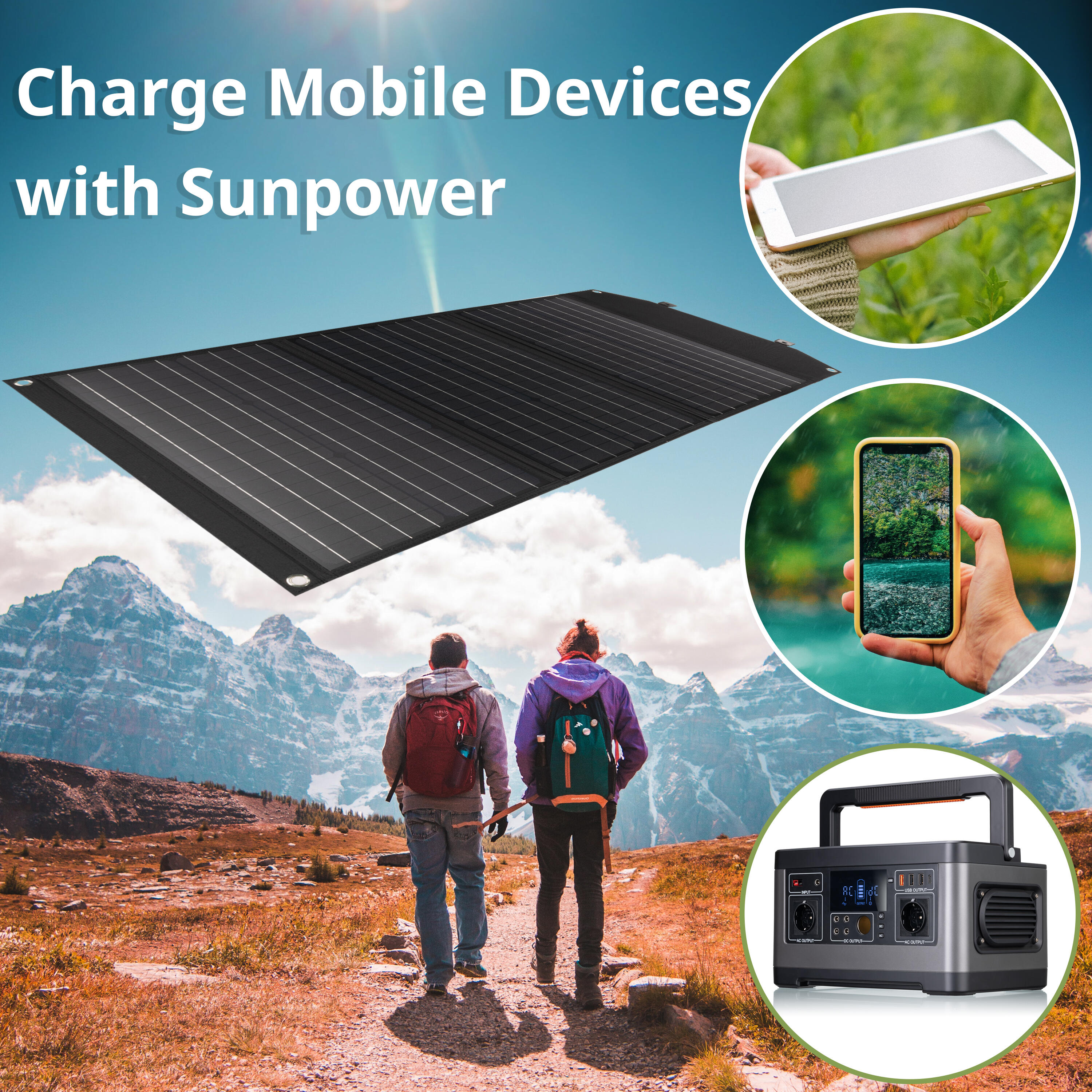 Mobiles Solar-Ladegerät 90 Watt mit USB- u. DC-Anschluss 3/7