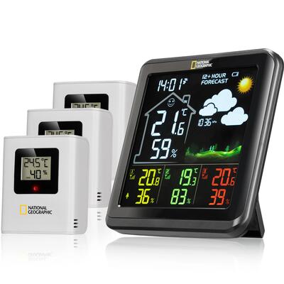 Stazione meteorologica a colori con 3 sensori esterni nera VA