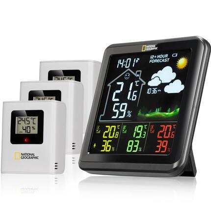Station météo écran LCD couleur et 3 capteurs