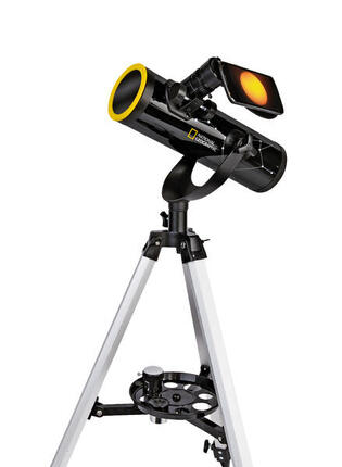 76/350 Teleskop mit Sonnenfilter und Smartphone-Halter