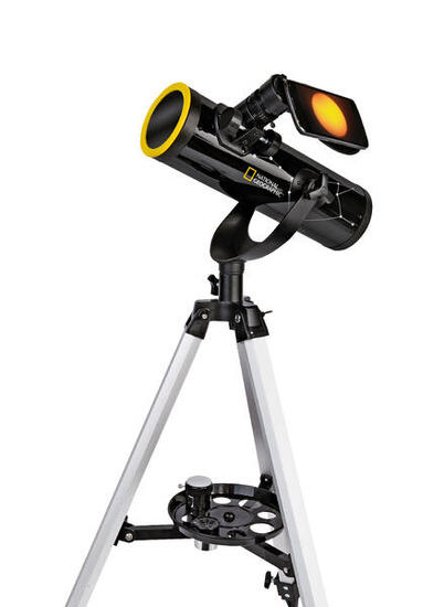 76/350 Teleskop mit Sonnenfilter und Smartphone-Halter