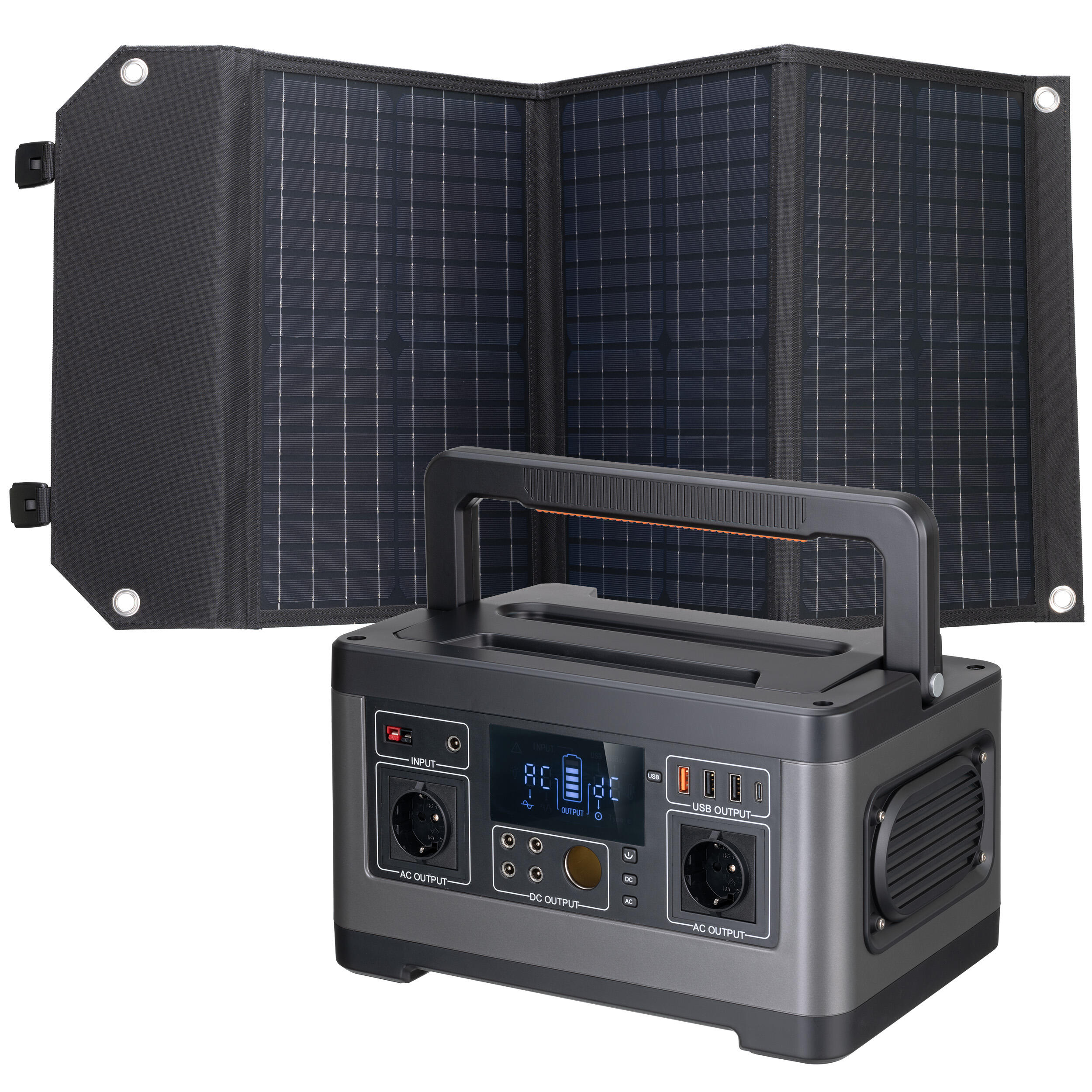 KIT Batterie externe portable 500 W + Panneau solaire 60 W Bresser, Camping 1/7
