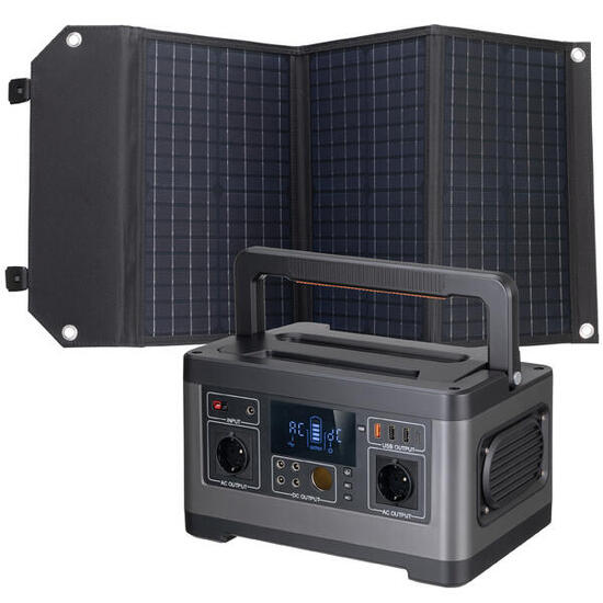 KIT Batterie externe portable 500 W + Panneau solaire 60 W Bresser, Camping