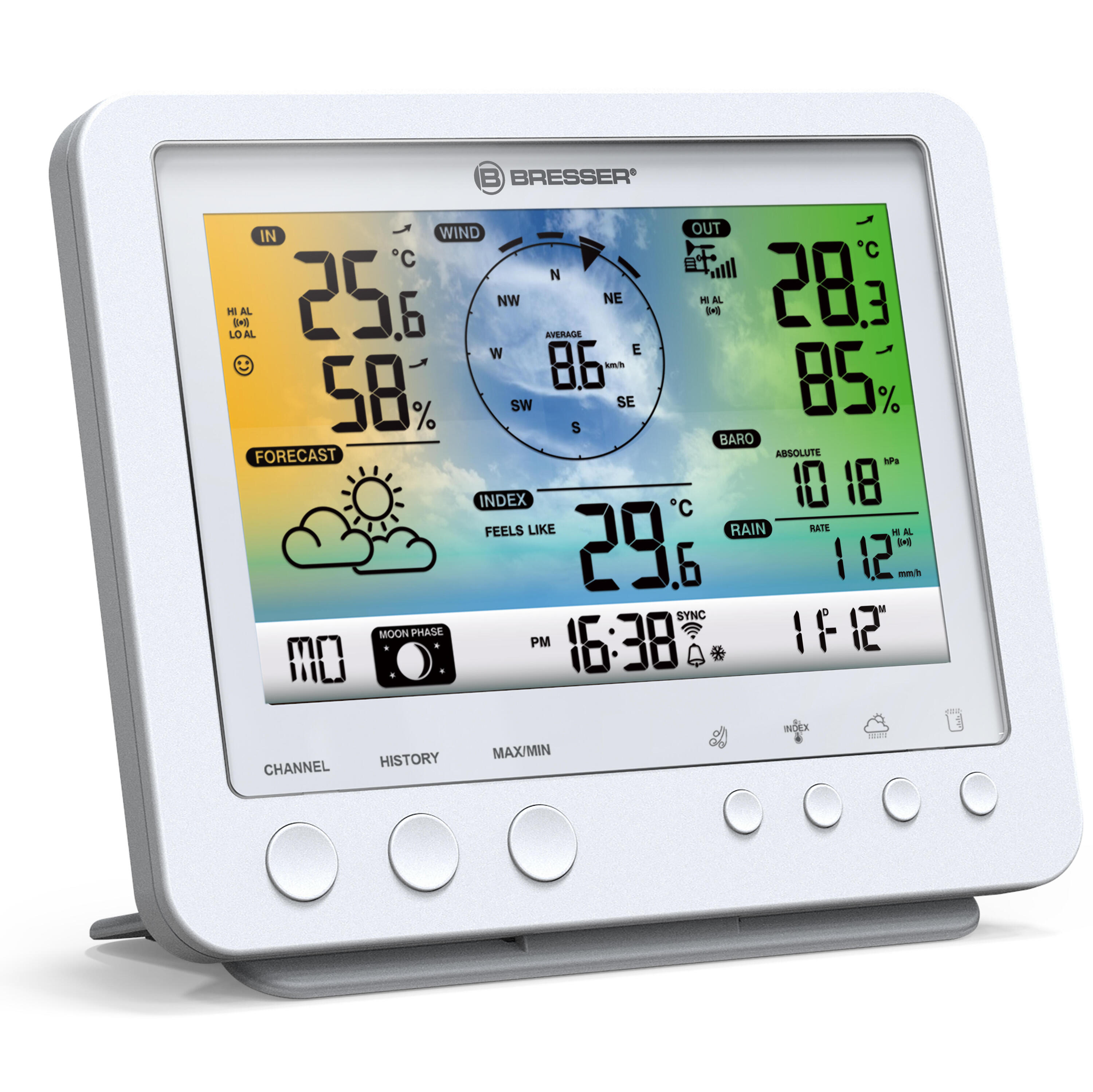 Station météo connectée couleur WiFi avec capteur extérieur 5-en-1 4/7