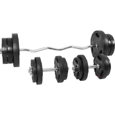 Ez curl halterset 70 kg - gripper kunststof - stang met gewichten