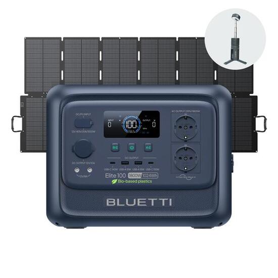 BLUETTI Elite 100 V2 + 500W, 1024Wh draagbare powerstation camping,noodstroom