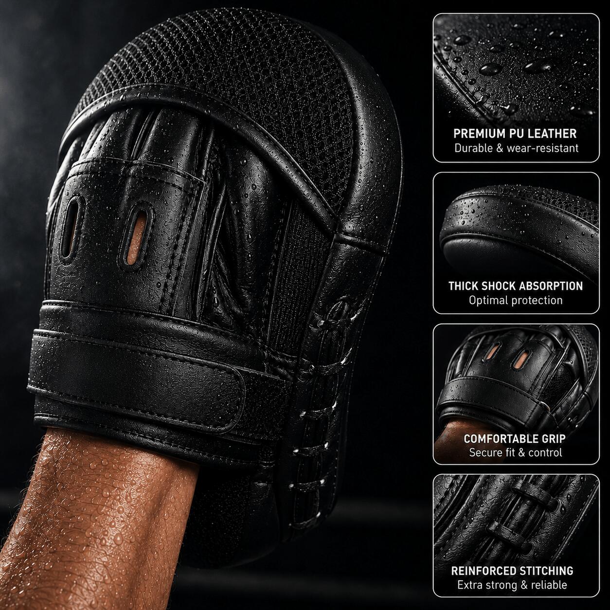 Pattes d'ours de boxe - Set de 2 - Respirant & Confortable - Noir 2/7
