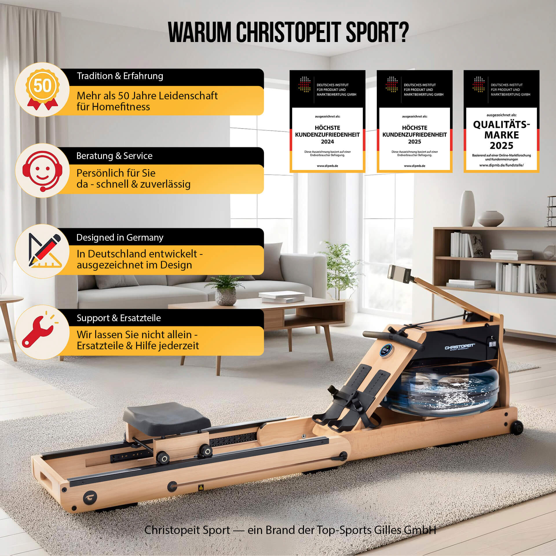Rudergerät klappbar Holz mit Wasserwiderstand - WP 5000 8/17