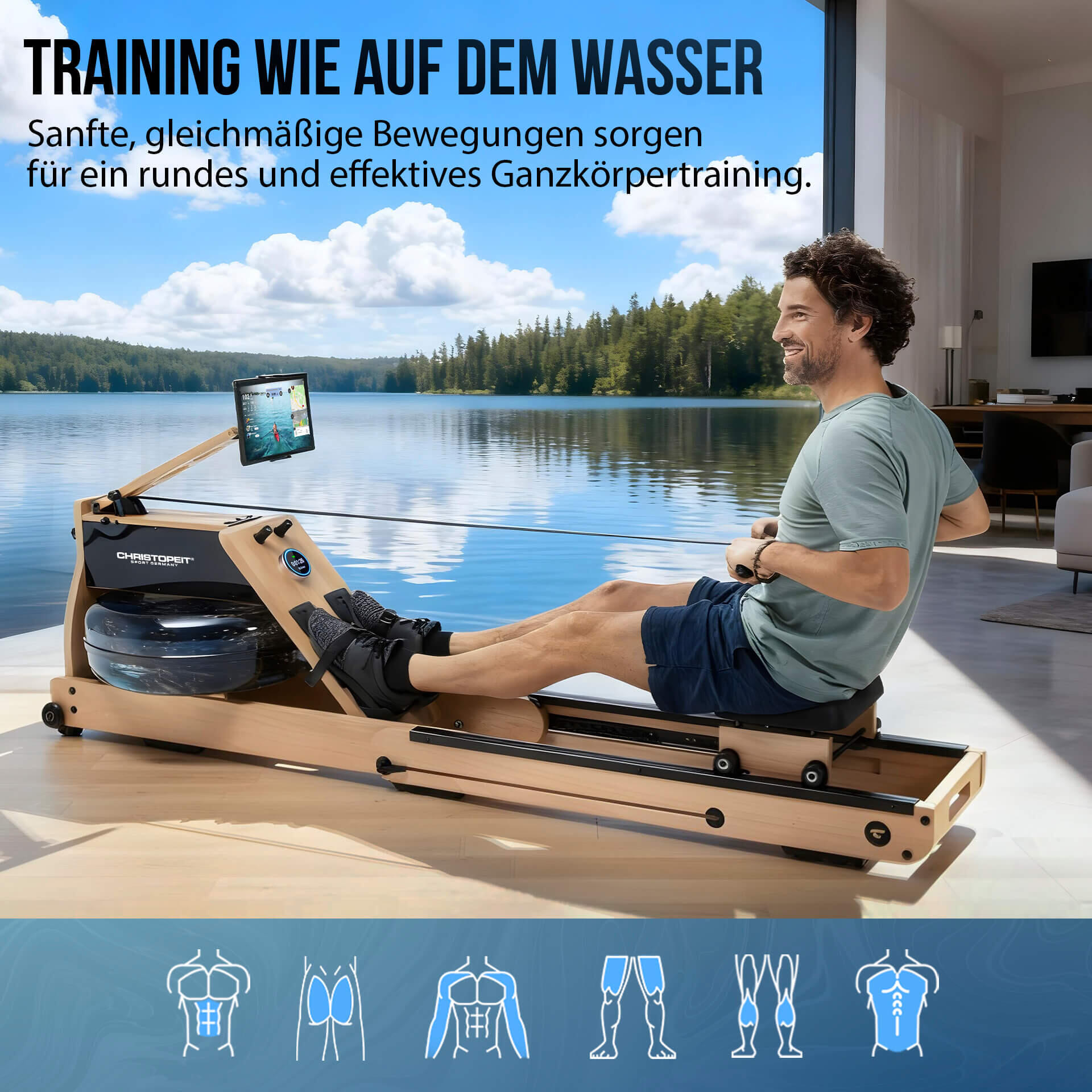 Rudergerät klappbar Holz mit Wasserwiderstand - WP 5000 2/17