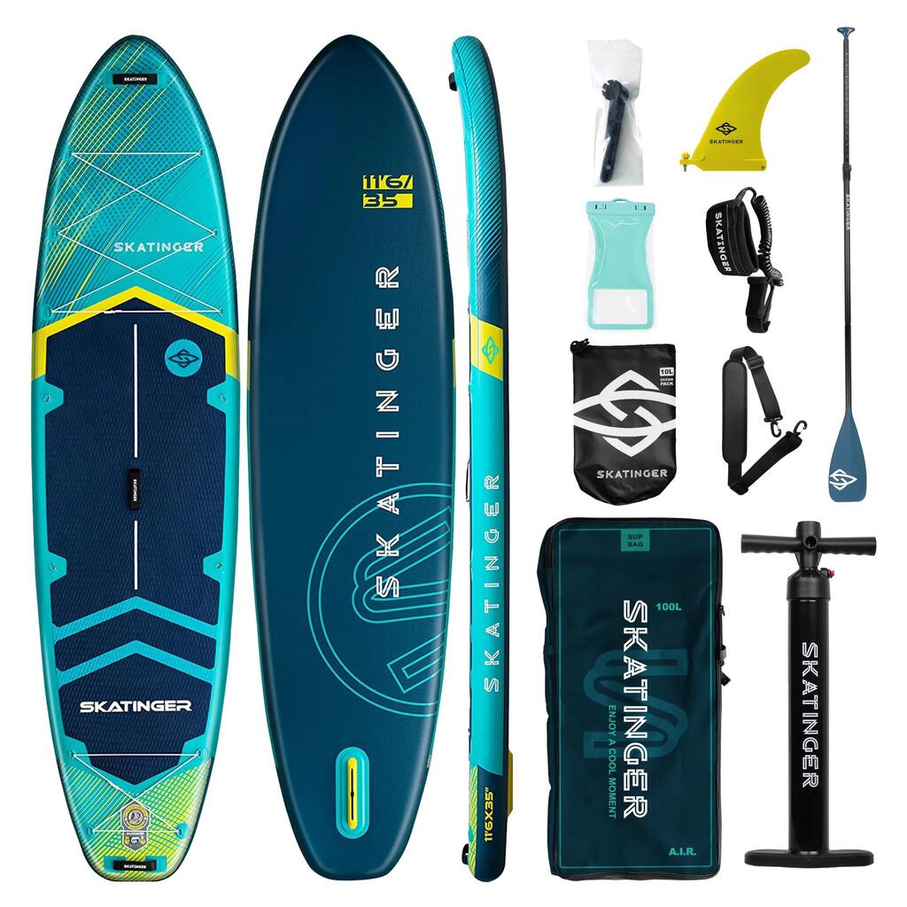SUP board SKATINGER Prana Meteor Blue 350x89x15 cm (11'6'') yoga + accessories