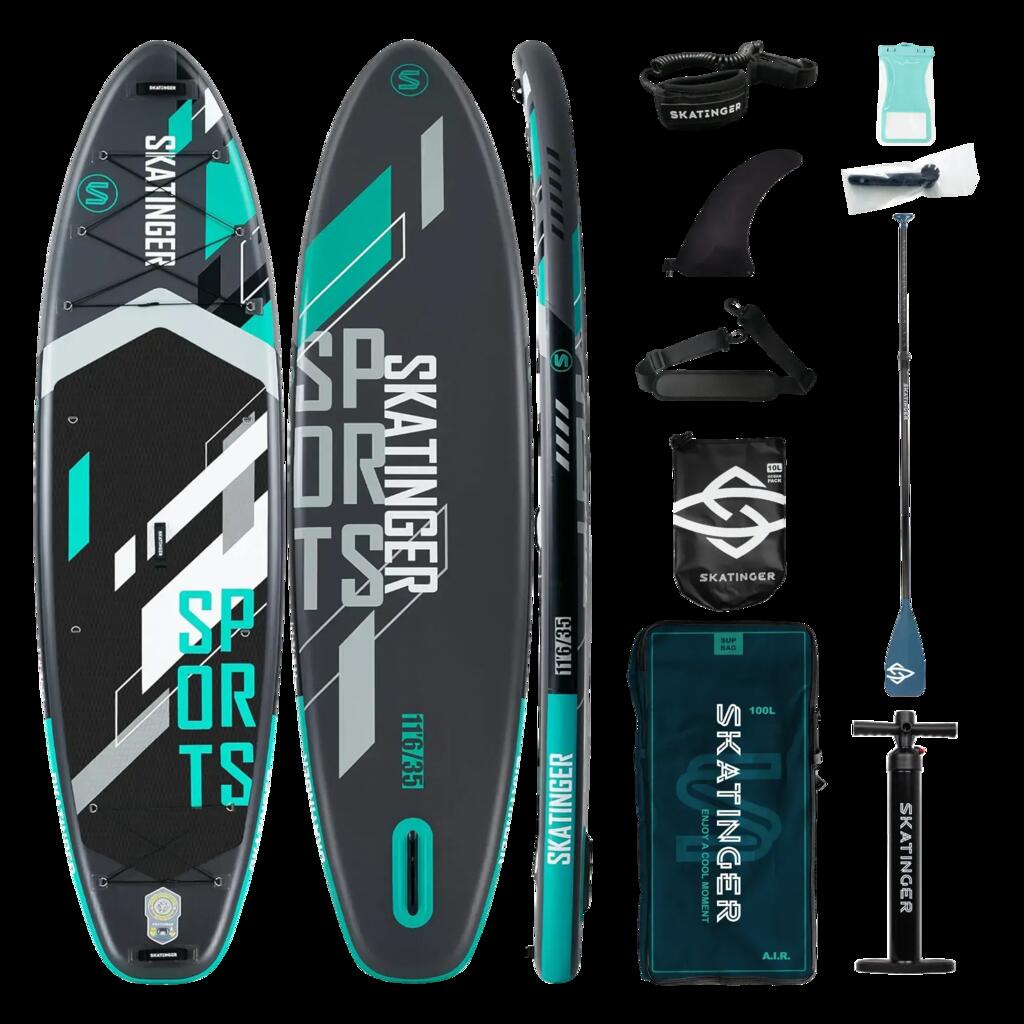 SKATINGER Sports Inflatable SUP Board 350x89x15 cm (11'6'') - Grey