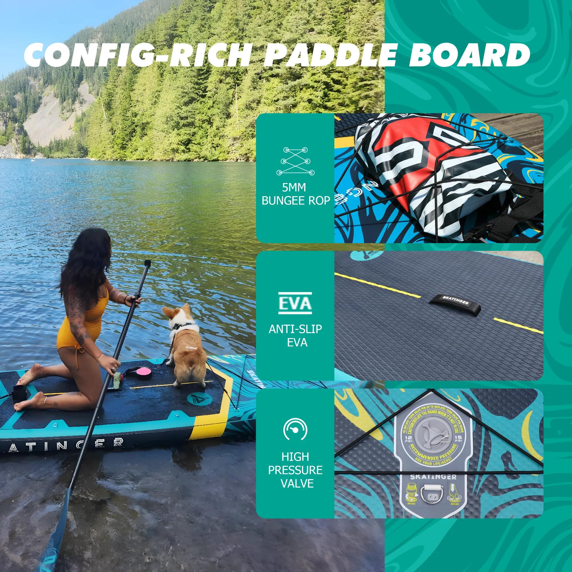 Paddleboard SKATINGER Prana Lava Green 350x89x15 cm (11'6'') yoga 5/7