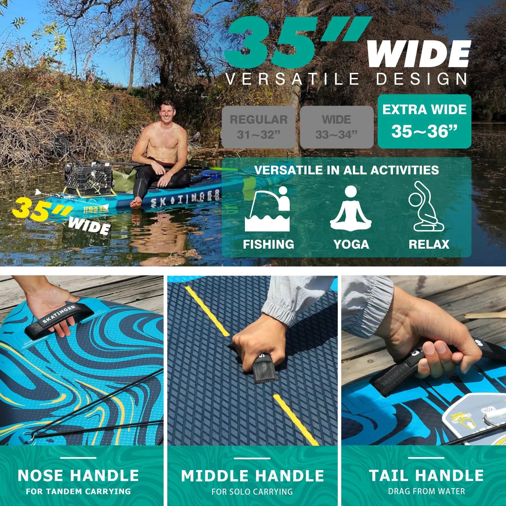 Paddleboard SKATINGER Prana Lava Green 350x89x15 cm (11'6'') yoga 4/7