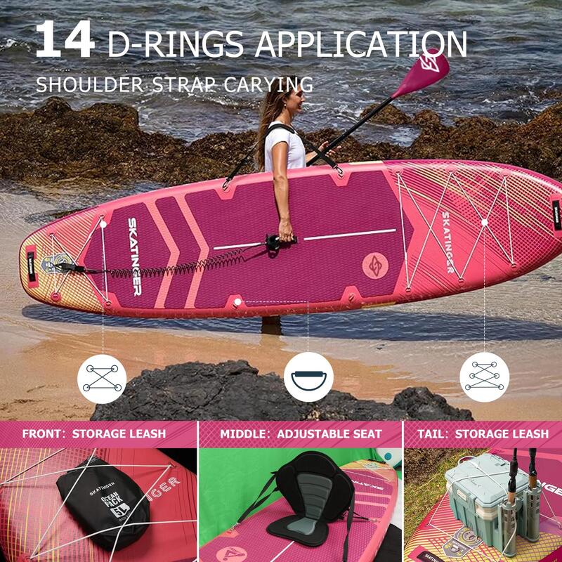 Placă SUP SKATINGER Prana Meteor Red 350x89x15 cm (11'6'') yoga