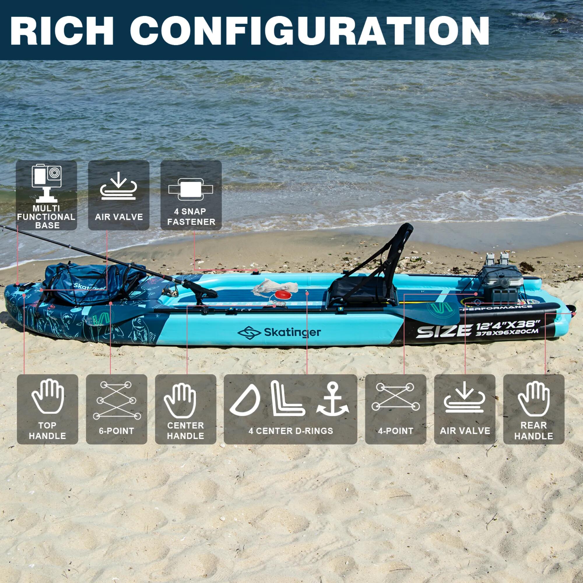 Tavola SUP da pesca SKATINGER Fishing Boat 378x96x20 cm 4/8