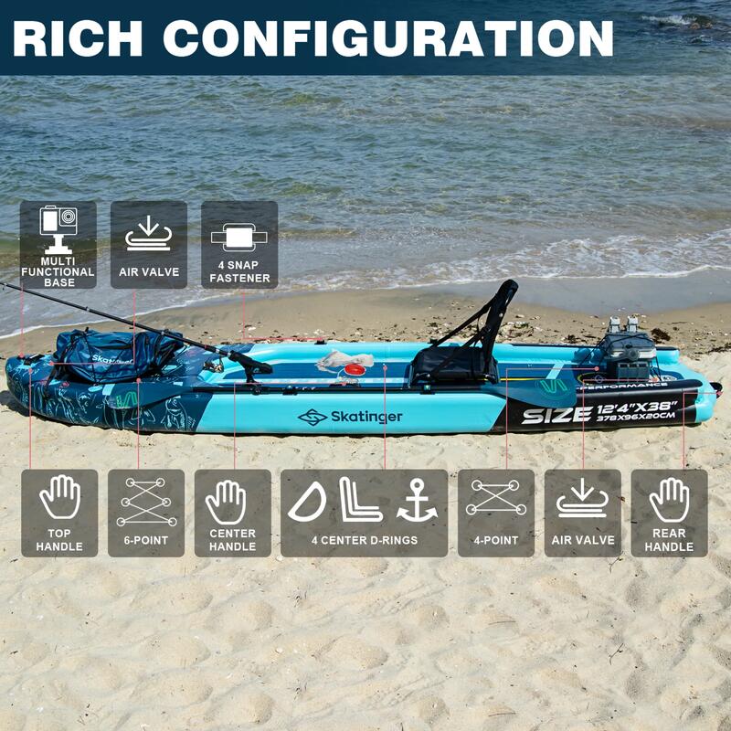 Placă SUP pentru pescuit SKATINGER Fishing Boat 378x96x20 cm
